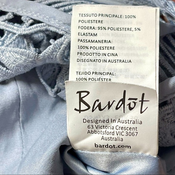 Bardot Botanical Lace Dress in Dusty Blue - Picture 13 of 15